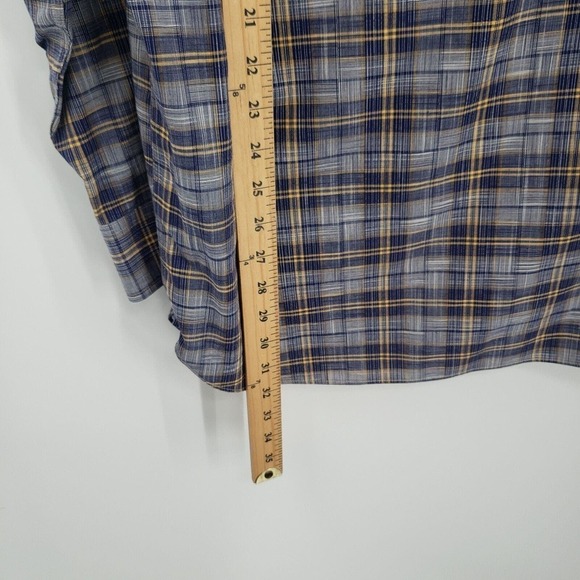 Orvis Blue Plaid Long Sleeve Button Down Shirt Mens Large Textured Cotton - Picture 9 of 12